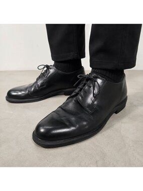 Bates Black Leather Oxford Shoes Vintage Dark Academia Minimalist 11.5